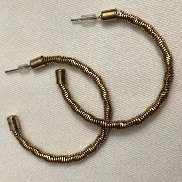 Wrapped Accent Hoop Earrings Gold Tone - Picture 1 of 6